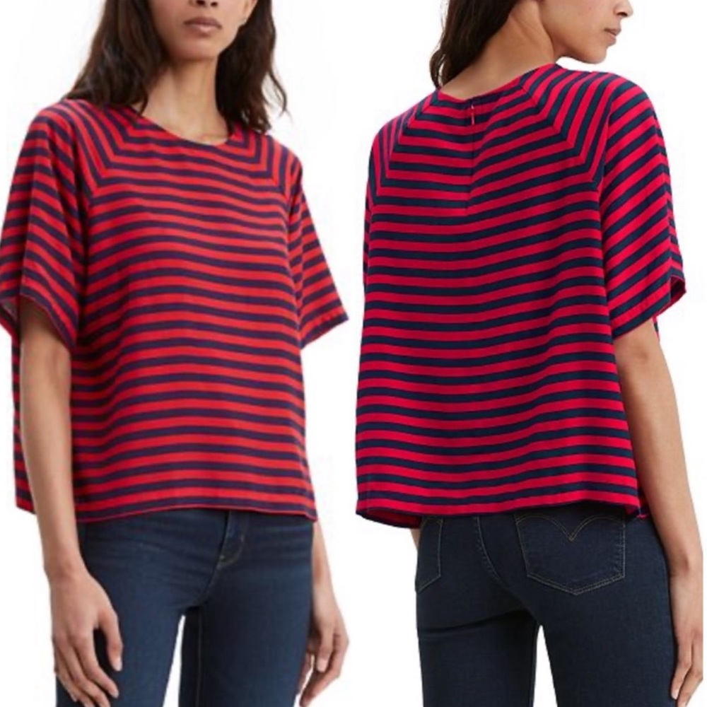 Levi's Miranda Short Sleeve Striped Blouse Top 2X